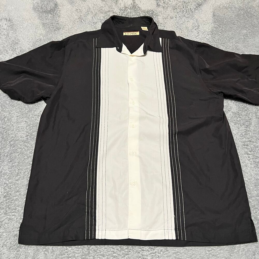 The Havanera Co Shirt Mens XL Black White Short Sleeve Bowling Hawaiian